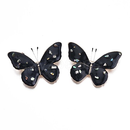 Butterfly Enamel Pin with Shell JEWB-N007-084-1