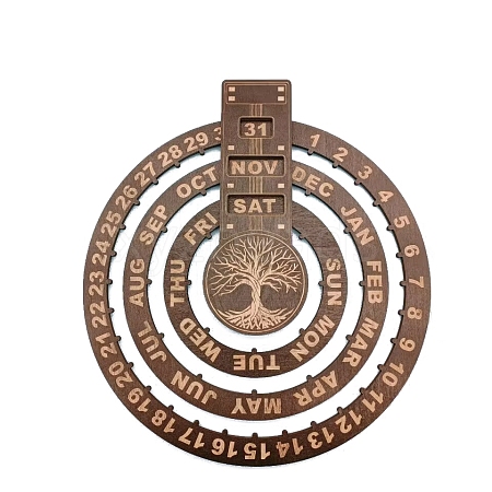 Wooden Circular Calendar Pendant Decoration PW-WGC8DCF-03-1