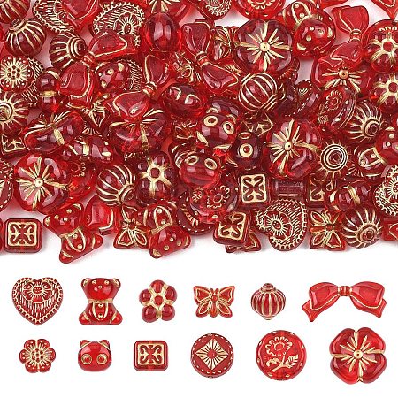 120Pcs 12 Styles Plating Acrylic Beads OACR-YW0004-26-1