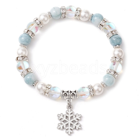 8mm Round Synthetic Moonstone & Shell Pearl Beaded Stretch Bracelets BJEW-TA00512-1