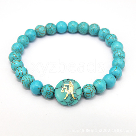 Minimalist European Style Constellation Synthetic Turquoise Beaded Stretch Bracelets for Women XC6059-2-1