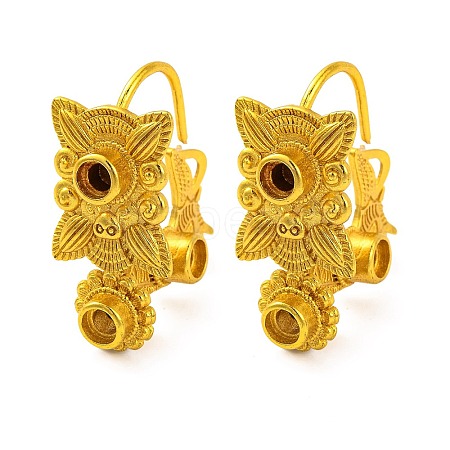 Flower Brass Earring Hooks with Round Tray KK-G502-24G-1