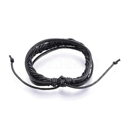 Adjustable Leather Cord Multi-Strand Bracelets BJEW-P099-01-1