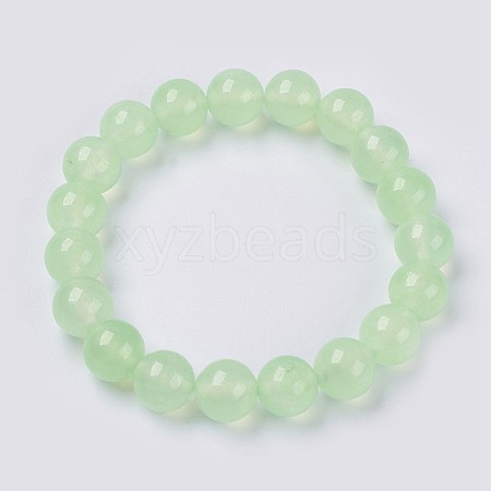 Natural Jade Beaded Stretch Bracelet BJEW-P213-26-8mm-1