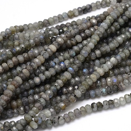 Natural Labradorite Rondelle Bead Strands G-O095-05-B-1