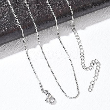10Pcs 1MM 304 Stainless Steel Box Chain Necklaces NJEW-G203-07P-1