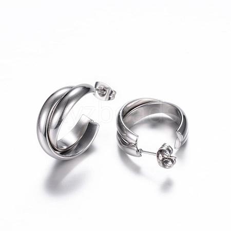 Tarnish Resistant 304 Stainless Steel Stud Earrings EJEW-P090-01P-1