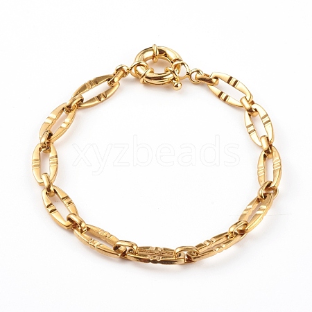 304 Stainless Steel Oval Link Chain Bracelets X-BJEW-JB06101-01-1