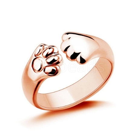 Alloy Bear Paw Print Open Cuff Ring for Women ANIM-PW0001-061RG-1