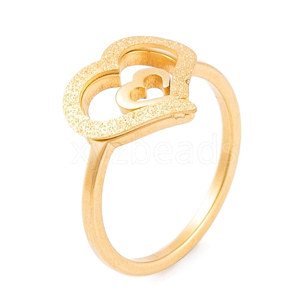 304 Stainless Steel Heart Finger Ring for Women RJEW-C086-21-G-1
