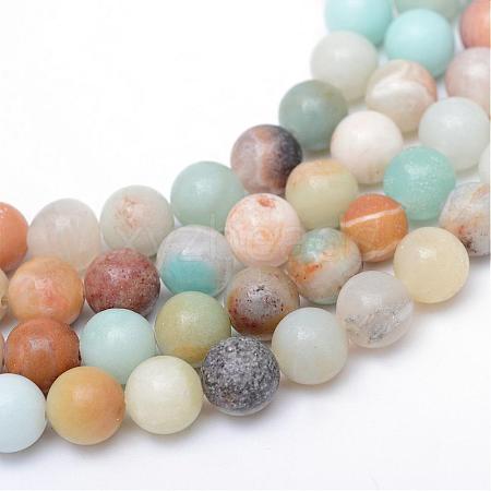 Round Natural Flower Amazonite Bead Strands G-R345-4mm-17-1