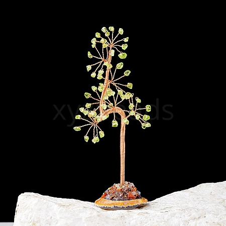 Natural Olive Quartz Chips Tree of Life Decorations PW-WG8B088-05-1