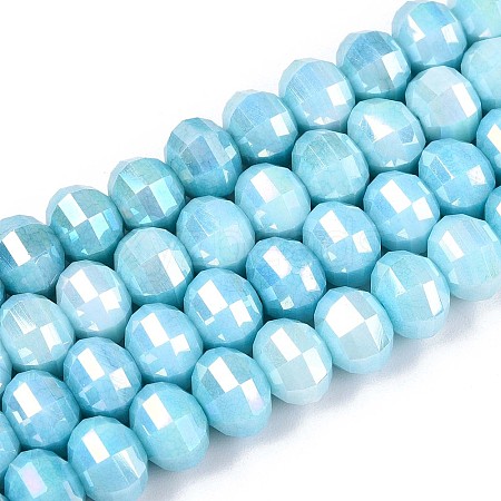 Anti-Tarnish Electroplate Glass Beads Strands GLAA-T025-8mm-19H-1