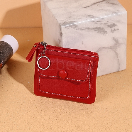 Imitation Leather Zippered Card Holder with Keyring PW-WGB6D9A-02-1