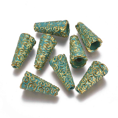 Tibetan Style Enamel Bead Cones TIBE-A007-028GG-1