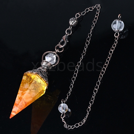 Natural Lemon QuartzLemon Pink Crystal Hexagonal Pointed Dowsing Pendulums PW-WG44BA6-06-1