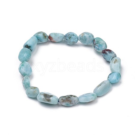 Natural Larimar Stretch Beaded Bracelets X-BJEW-K213-C21-1