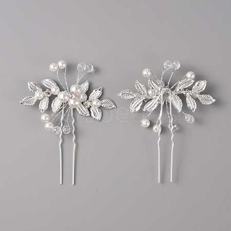 Wedding Bridal Alloy Rhinestone Hair Forks MRMJ-WH0012-28-1
