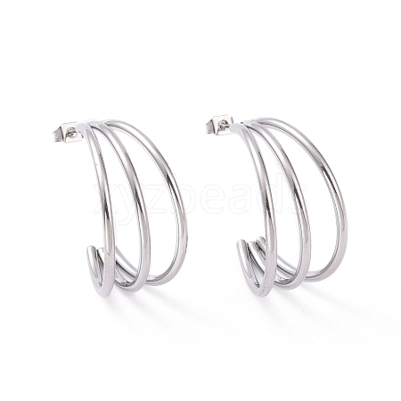 Non-Tarnish 304 Stainless Steel C-shape Stud Earrings EJEW-G298-13C-P-1