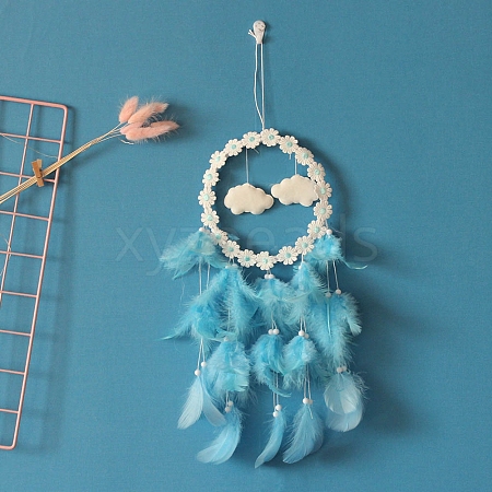 Woven Net/Web with Feather Hanging Ornaments PW-WG14681-02-1