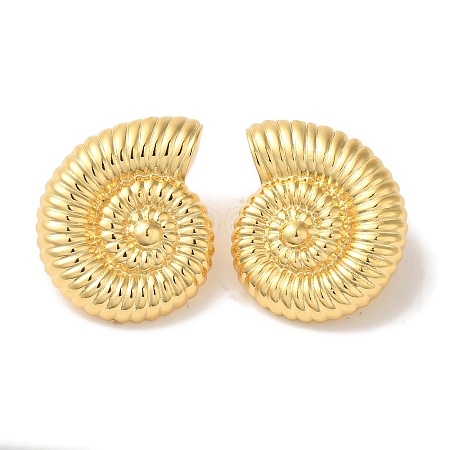 Rack Plating Spiral Shell Shape Brass Stud Earrings X-EJEW-B062-35G-1
