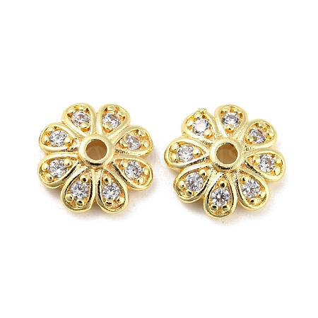 Brass Micro Pave Cubic Zirconia Bead Cap KK-H452-30G-1