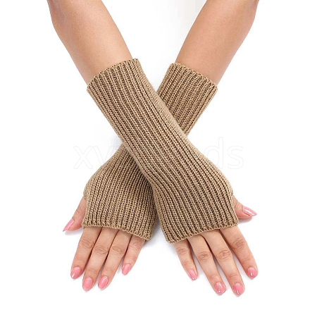 Acrylic Fibers Knitting Long Fingerless Gloves PW-WGAC281-06-1