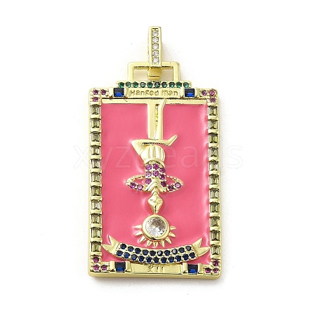 Brass Micro Pave Cubic Zirconia Pendants with Enamel KK-H458-03G-01-1