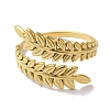 Vacuum Plating 201 Stainless Steel Leaf Open Cuff Rings for Women RJEW-C092-14G-2