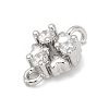 Brass Micro Pave Clear Cubic Zirconia Connector Charms KK-Z094-08P-01-2