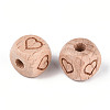 Engraved Beech Wood Beads WOOD-N015-08G-2