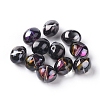 Half Plated Crystal Glass Oval Beads X-EGLA-F027-C01-1