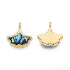 Synthetic Abalone Shell/Paua Shell Charms with Real 18K Gold Plated Brass Findings KK-N233-428-1