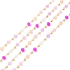 Faceted Rondelle Glass & Round 304 Stainless Steel Beaded Chains CHS-G026-01KCG-01-1