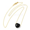 Natural Obsidian Heart Pendant Necklace with Golden Alloy Cable Chains NJEW-G116-01D-2