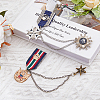 SUPERFINDINGS 2Pcs 2 Styles Iron Hanging Chain Enamel Brooch JEWB-FH0001-47-4