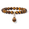 Natural Tiger Eye Beaded Stretch Bracelets PW-WGB60EB-03-1