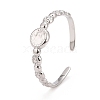 304 Stainless Steel Flat Round Open Cuff Ring for Women RJEW-C025-26P-1