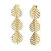 201 Stainless Steel Leaf Dangle Stud Earrings EJEW-D084-09G-3