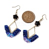 Braided Glass & 201 Stainless Steel Dangle Earrings EJEW-MZ00159-02-3