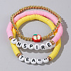 Teachers' Day Plastic Letter Inspire Teach Polymer Clay Heishi Beaded Stretch Bracelet Sets IE3330-4-1