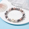 Natural Pink Zebra Jasper & Howlite Turtle Beaded Stretch Bracelets BJEW-JB09831-2