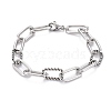 Tarnish Resistant 304 Stainless Steel Paperclip Chain Bracelets BJEW-F412-02P-1