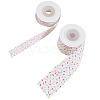 4Rolls 2 Styles Printed Polyester Grosgrain Ribbons OCOR-GF0004-70-6