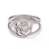 201 Stainless Steel Rose Finger Ring RJEW-J051-22P-2
