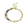 Bohemian Natural Amethyst Heishi Beads Bracelets with 304 Stainless Steel Paperclip Chains WGD41F4-02-3