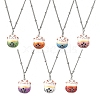 Porcelain Lucky Cat Pendant 304 Stainless Steel Twist Chain Necklaces for Women Men NJEW-JN05552-1