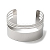 Titanium Steel Hollow Striped Open Cuff Bangles for Women BJEW-G719-06P-2