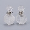 Faceted Natural Quartz Crystal Openable Perfume Bottle Pendants G-I287-06P-A-1