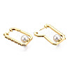 Clear Cubic Zirconia Rectangle with Plastic Pearl Hoop Earrings EJEW-N011-117LG-3